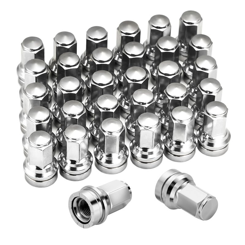 Kadrick M14*1.5 Ford F250 Lug Nuts 32Pcs,Replacement for 2017-2024 Ford F250/F350/F450/F550/F600, 21mm Hex 48mm Length Chrome OEM Factory Style Wheel Nuts with Attached Washers HCPZ-1012-B HCPZ-1012-A - Image 1